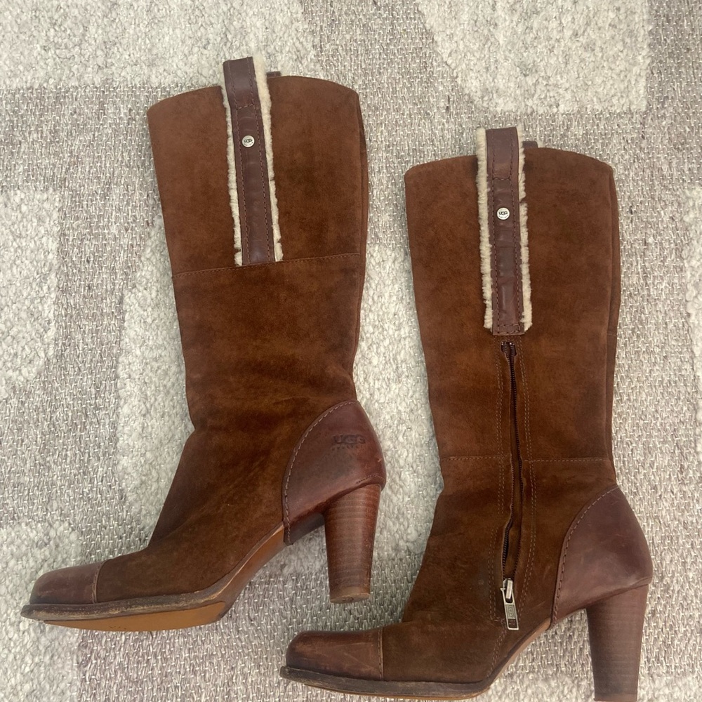 VINTAGE UGG suede/leather BOOTS WITH Heel